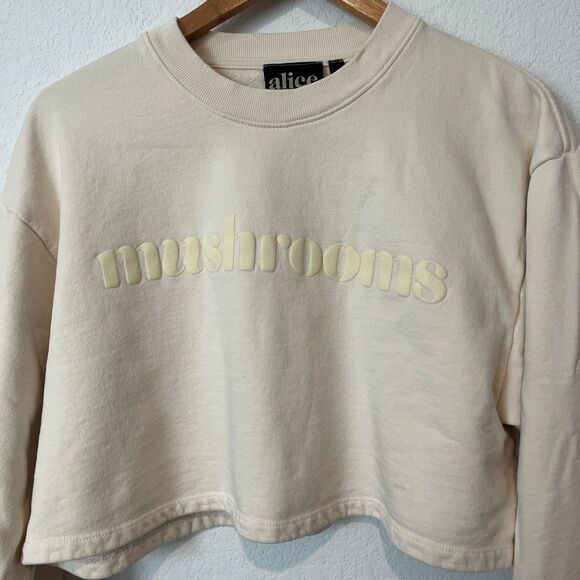 Alice Mushrooms Embroidered Pullover Crop Sweatshirt Women's Size Small - Picture 4 of 7